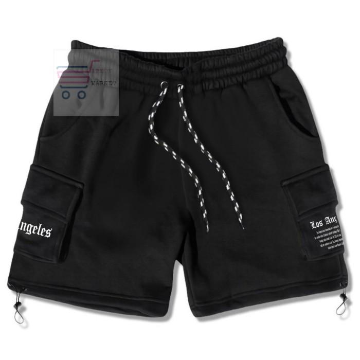 Gambar Celana Cargo Pendek Pria Los Angeles Shorpant Fleece - Hitam, M dari Safety Market Jakarta 2 undefined Tokopedia