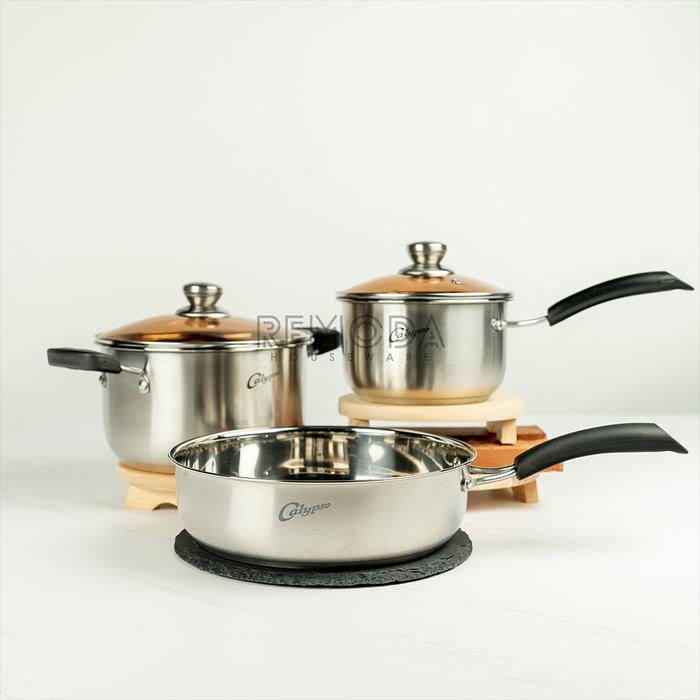 Gambar Calypso Panci Set Multifungsi Tutup Kaca 3 Pcs Stainless Steel Terbaru - Plastik dari tutikk official store undefined Tokopedia
