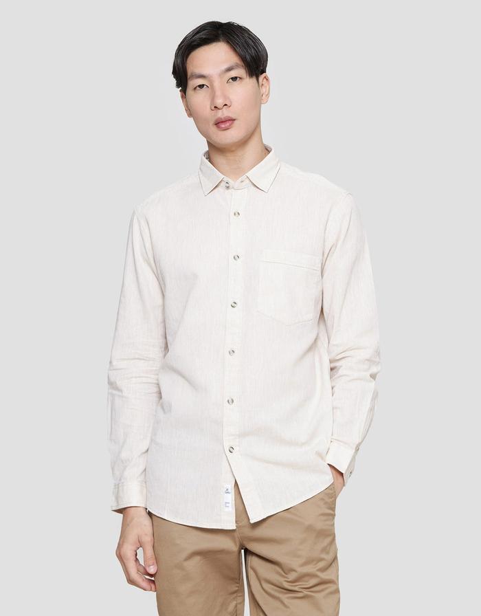 Gambar Lois Plain Kemeja Lengan Panjang Pria 120314197 - Cream, XL dari Matahari Official undefined Tokopedia