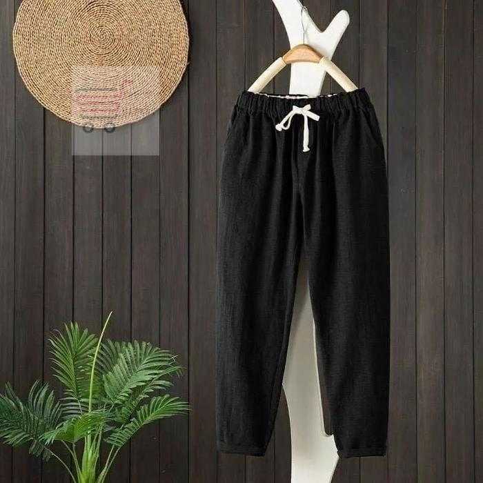 Gambar Celana Pria Linen Panjang Premium//Linen Long Pants//Celana Pantai - Hitam, XL-XXL dari Safety Market Jakarta 2 undefined Tokopedia