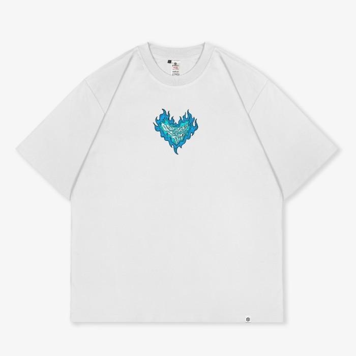 Gambar OOTDSUPPLY Oversized Tshirt Blue Fire 3rd Color l Kaos Oversize OVZ178 - White, XL dari ootdsupply undefined Tokopedia
