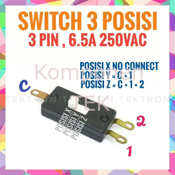 Jual Switch 3 posisi 3pin 6.5A 250VAC mirip switch hair dryer - Kota ...