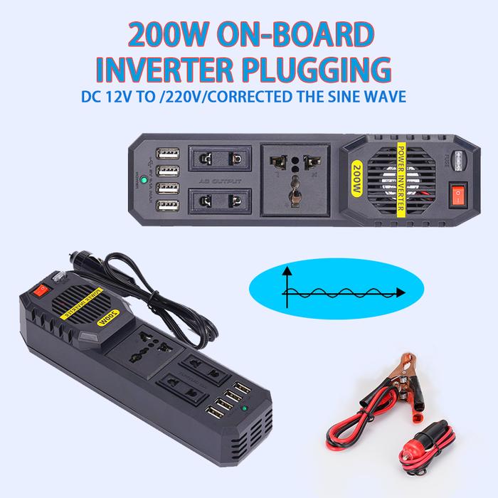 Gambar Import 200W DC 12V AC 220V Modified Sine Wave Universal Plug With 4 USB Interface Car Inverter Power Socket Car Electronics Accessories(Rate Power: 150W) dari Lilian Stored undefined Tokopedia