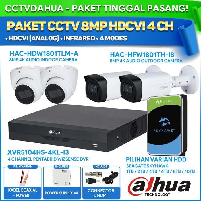 Promo PAKET CCTV HDCVI ANALOG DAHUA CHANNEL 8MP 1801 KAMERA