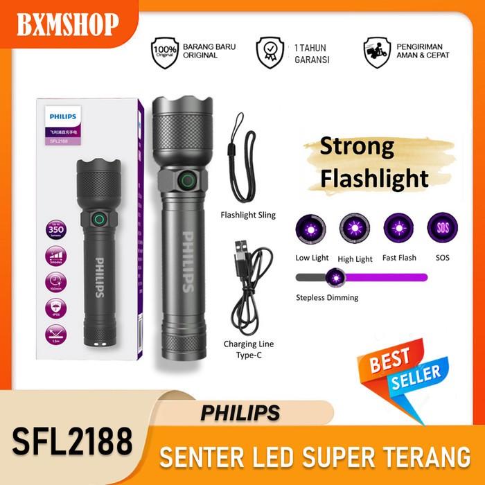 Gambar Philips Senter Led Flashlight Led Senter Police Super Terang Tahan Air - SFL 2188 dari BXMStore undefined Tokopedia