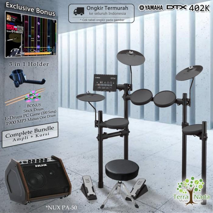 Gambar Drum Elektrik Yamaha DTX402 COMPLETE BUNDLE / DTX402K / DTX 402 / 402K - NUX PA-50 dari Terra Nada undefined Tokopedia