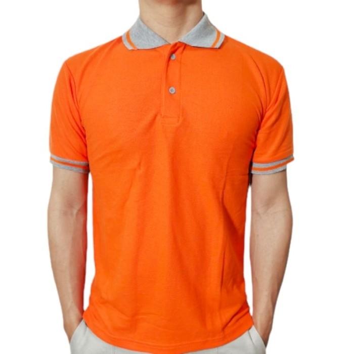 Gambar KAOS POLO SHIRT PRIA LENGAN PENDEK KERAH KOMBINASI WARNA KUNING - Orange, Kerah M dari ESUTO Store Indonesia undefined Tokopedia