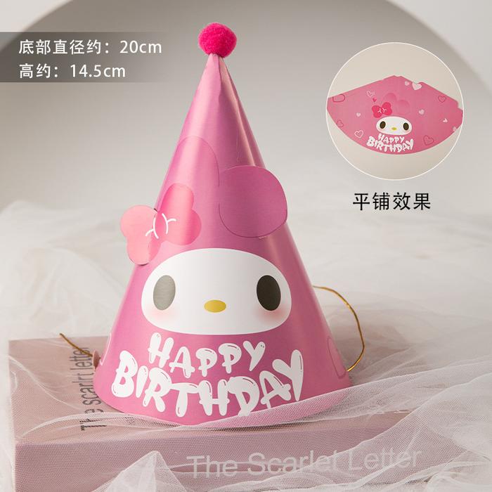 Gambar 10PC TOPI ULANG TAHUN HAPPY BIRTHDAY CINNAMOROL KUROMI MELODY LOTSO - MELODY dari cocomelon jkt undefined Tokopedia
