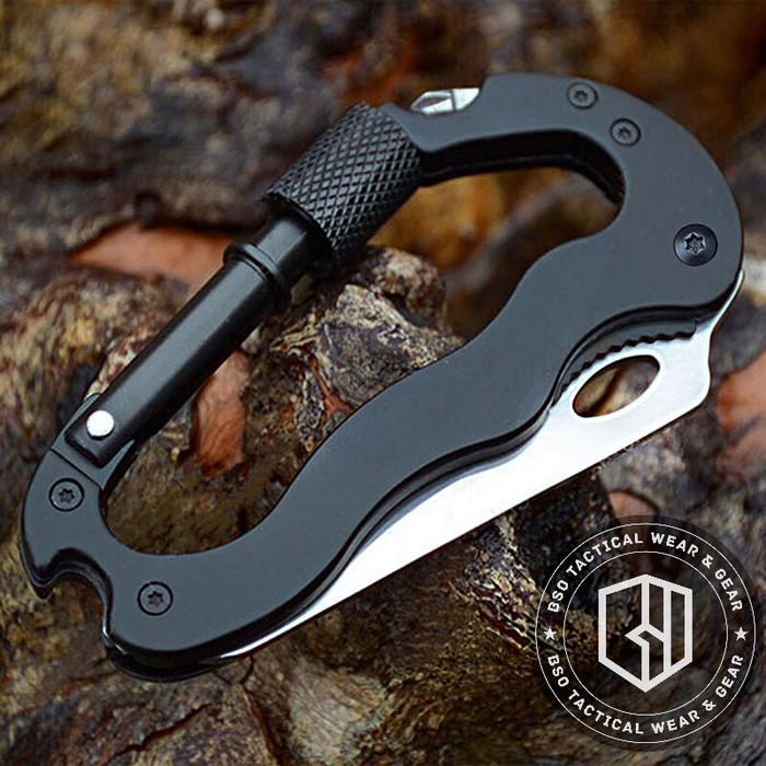 Gambar Carabiner Tactical Outdoor Knife EDC Gear Multifungsi Tool 5 in 1 dari Delta_store. undefined Tokopedia