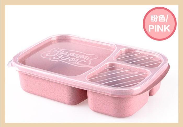 Gambar Kotak Bento 3 Sekat Lunch Box Kotak Makan Bekal Serbaguna Catering 350 - Pink dari indohappyshop undefined Tokopedia