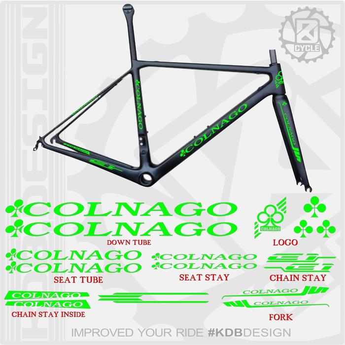 Gambar PART SEPEDA DECAL FRAME COLNAGO CUSTOM ROADBIKE KLATEN DECAL BIKE - Green dari DONQY BIKE undefined Tokopedia