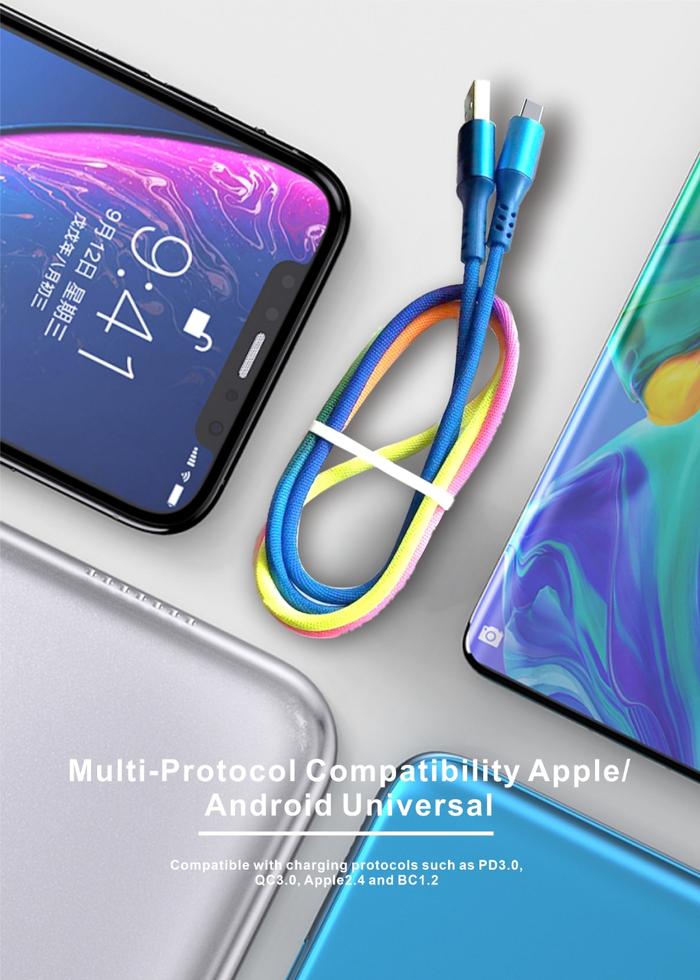 Gambar KABEL DATA KABEL CHARGER RAINBOW MICRO TIPE C 1 METER - TIPE C dari HSS Official undefined Tokopedia