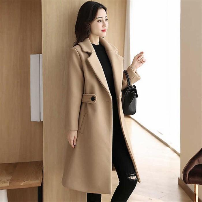Gambar IMPORT WOMAN WOOLEN COAT MIRAE WINTERCOAT JAKET PANJANG WANITA MANTEL - khaki, M dari Abdulwhstore-1 undefined Tokopedia