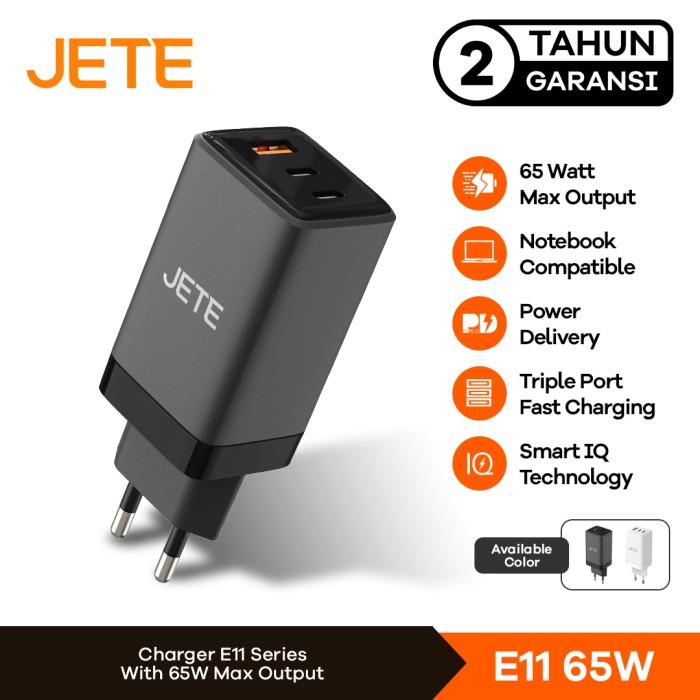 Gambar JETE E11 Triple Output PD Type C Charger Hp GaN Fast Charger 65 Watt - Garansi 2 Tahun - Hitam dari Doran Gadget Authorized Shop undefined Tokopedia