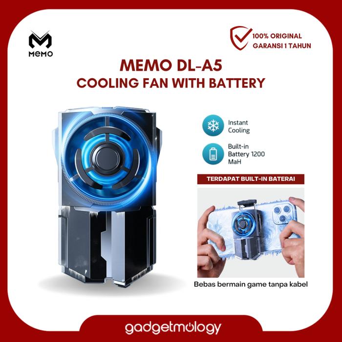 Gambar MEMO DLA5 Cooling Fan Cooler Radiator Pendingin HP Rechargeable Battery 1200mAh Funcooler DL-A5 for Mobile Phone Original dari Gadgetmologyshop undefined Tokopedia