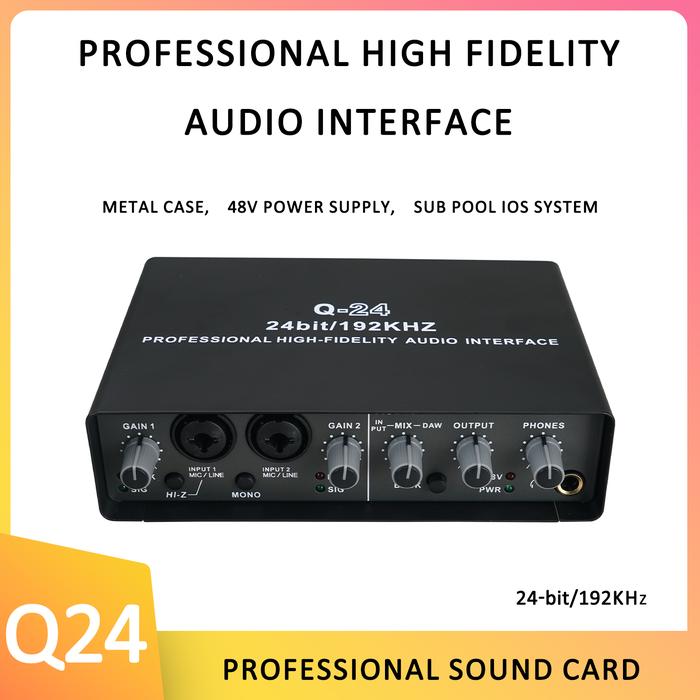 Gambar Q24 Microphone Professional External Sound Card Computer USB Recording Free Studio Microphone Live Recording K Card Artifact Song Soundcard 24bit/192kHz Mobile Music Production/performance Equipment, Q-24 dari Jayakasa Store undefined Tokopedia