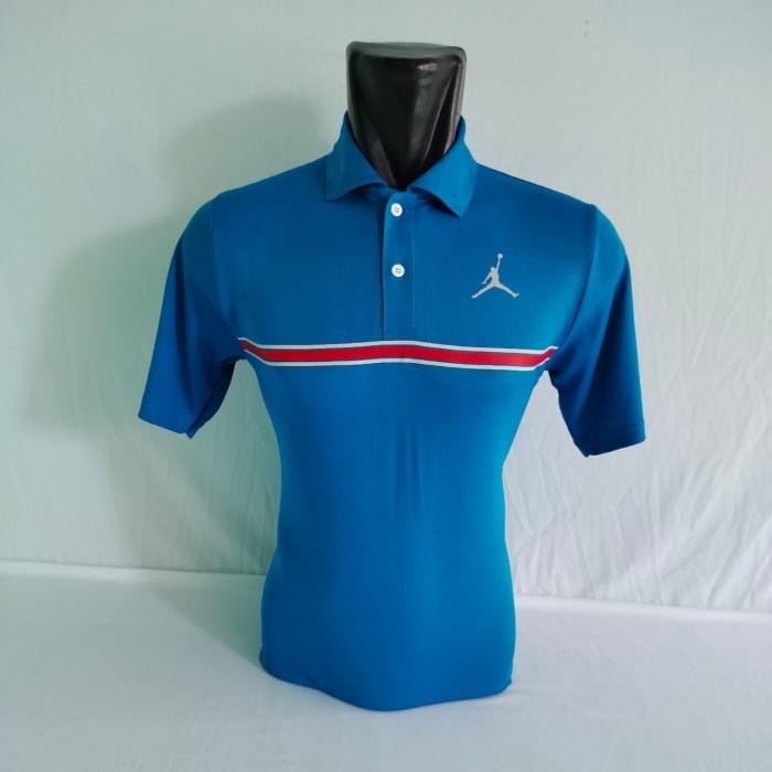 Kaos atasan pria berkerah polo shirt pria dewasa olahraga golf JR003  TURQIS-LOGO-ABU, M