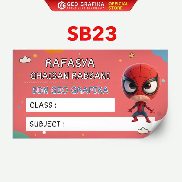 Jual Stiker Label Buku Pelajaran Custom Free Desain isi 40 pcs Karakter ...