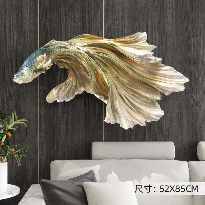 Gambar Nordic Home Wall Decor 85cm Fighting Fish Statue Sculpture Feng Shui Lucky - Gold - H dari RETRO-REVIVAL undefined Tokopedia