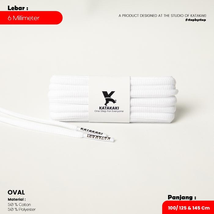 Gambar Tali Sepatu Oval (PUTIH) Premium 6MM 100Cm Signature Katakaki Shoelaces - Putih, 100Cm dari katakaki undefined Tokopedia