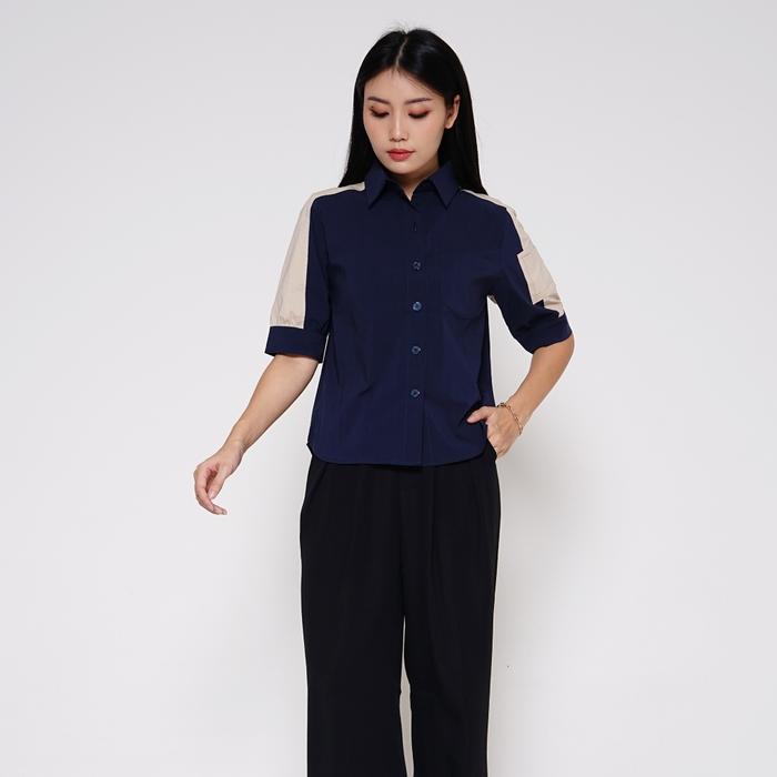 Gambar Meiji Beyond Fashion - MAJEWITHLOVE  Atasan Blouse Wanita A941 - Navy, S dari Meiji Beyond Fashion undefined Tokopedia
