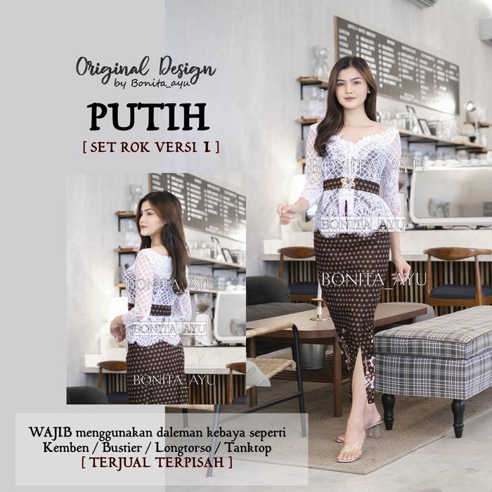 Gambar KEBAYA KEBAYA BALI CLASSIC MODERN SET BONITA AYU - SET PUTIH 1, XL dari OCTA SHIRT undefined Tokopedia