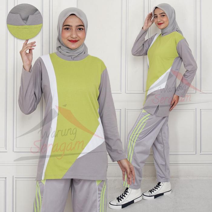 Gambar Baju Olahraga Muslimah Wanita Setelan Training Senam Seragam - Lemon, XXL dari willys-tore undefined Tokopedia
