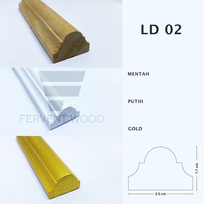 Gambar Lis Kayu Wall Moulding Molding Wainscoting Lis Dinding Profil Kayu - LD 02 / 1m, Putih dari Fervent Wood undefined Tokopedia
