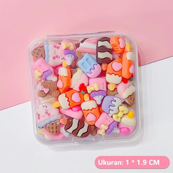Gambar 50 Pcs Aksesoris lem krim/Resin Karakter Clay Dekorasi Sanrio/Aksesoris Lem Krim Dengan Kotak Penyimpanan Clay - Es krim-50pcs dari bhqhome undefined Tokopedia