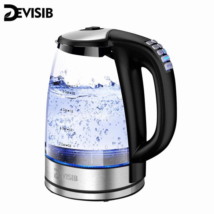 Gambar DEVISIB Kettle Temperature Control 4Hours Keep Warm Teapot 2L Glass Tea Coffee Hot Water Boiler BPA Free Home Appliance dari Zephyr Zonest undefined Tokopedia