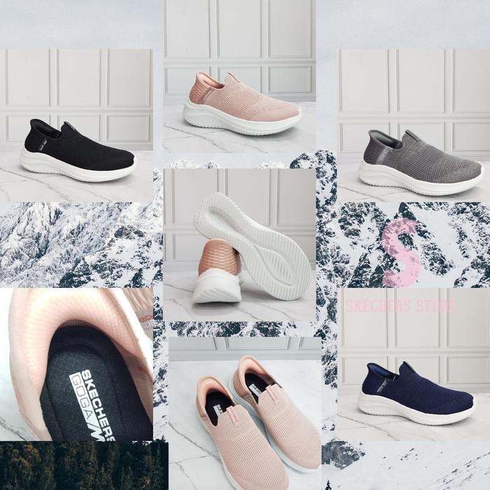 Sepatu Skechers Slip Ins Cozy Slip on Women Sneakers Shoes 37, pink