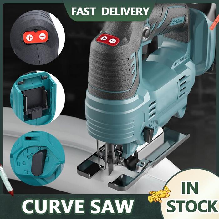 Gambar 18V Jig Saw Machine Blade Battery-Powered Scroll Saw Secure Adjustable Woodworking Power Tool Makita Battery dari Zephyr Zonest undefined Tokopedia