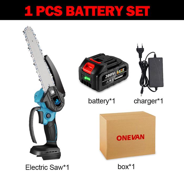 Gambar ONEVAN 8 Inch 3000W Brushless Mini Chain Saw Rechargeable Woodworking Power Tools Garden Tree Logging Trimming Saw dari Zephyr Zonest undefined Tokopedia