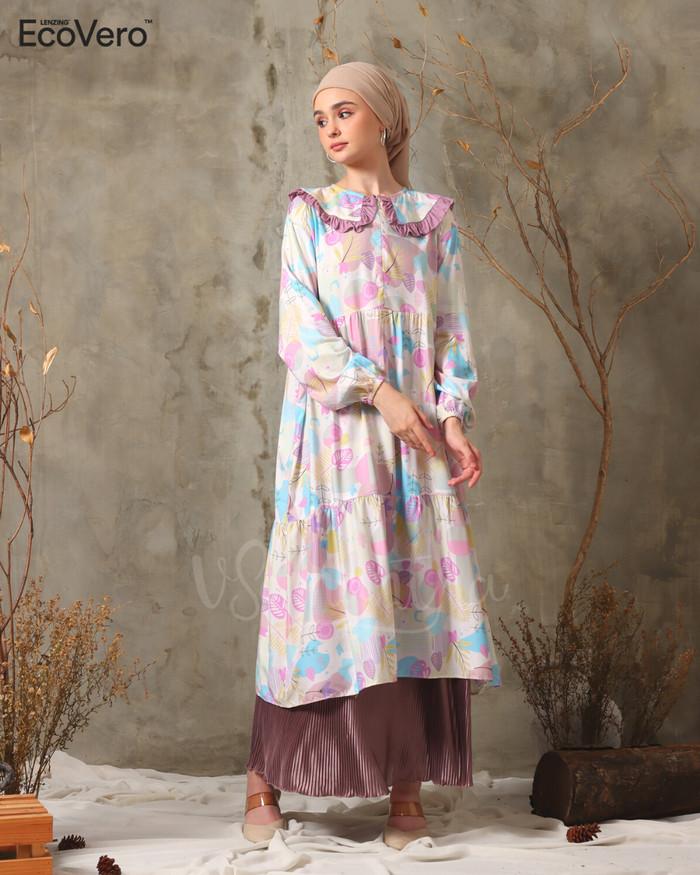 Gambar Readyy Tunik Korea Premium Ecovero Motif Eun Ji Kode 855 - Lavender dari anissaftitri ols undefined Tokopedia