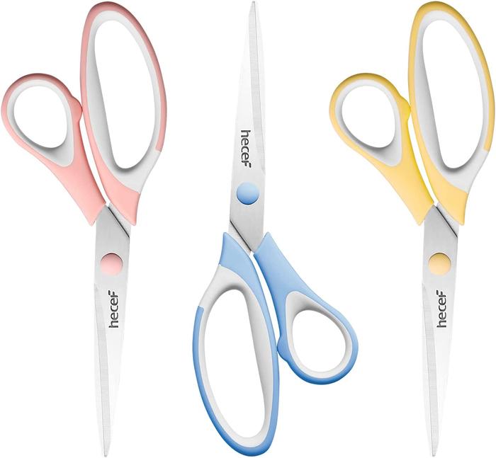 Gambar (NLS) Hecef 8” Multipurpose Scissors Pack Of 3, Soft Grip Handles Sturdy Sharp Scissors Office, School, Home, Art Craft & DIY Supplies dari Zephyr Zonest undefined Tokopedia