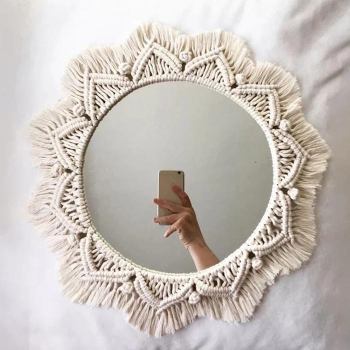 Gambar Wall Mirror Macrame Wall Hanging Mirror Boho Home Decor Mirrors for dari Ehjuzaun undefined Tokopedia