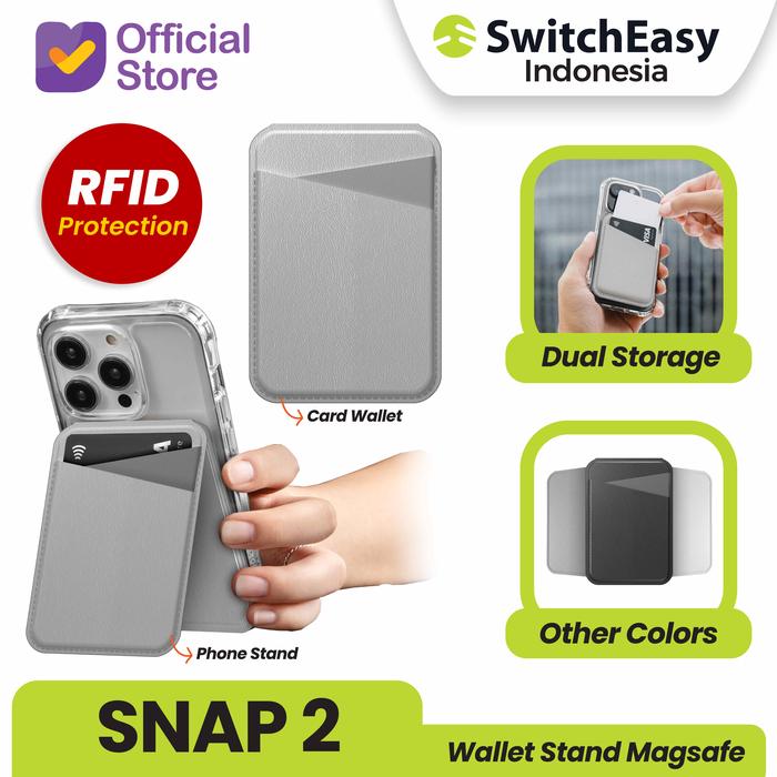 Gambar MagEasy Snap Stand Wallet 2 Magnetic Holder Magsafe - Coral Gray dari SwitchEasy Official undefined Tokopedia