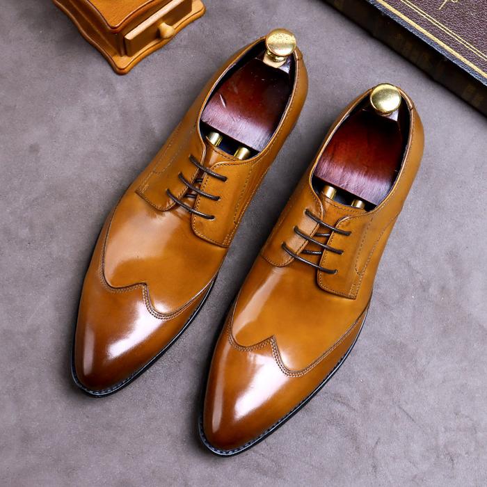 Jual Luxury Italian Style Mens Dress Shoes Genuine Leather Brogue
