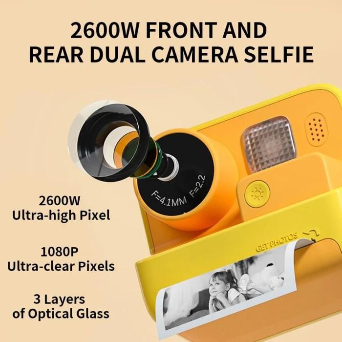 Gambar Children Instant Camera Print Camera 2.0" 1080P Video Photo Digital. - Yellow dari septia02 undefined Tokopedia