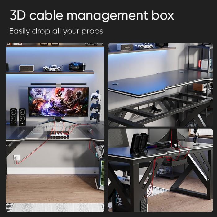 Jual Deli Meja Gaming/meja Komputer/gaming Table Hitam Box Kabel E915x ...