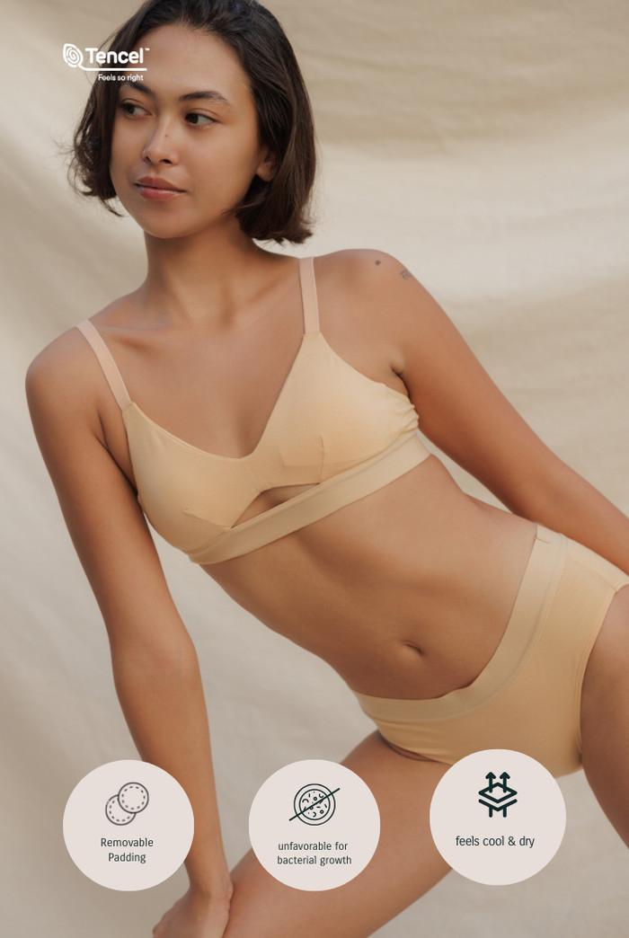 Gambar Sare Studio Padma Padded Tencel Triangle Bra 2 Packs In Beige - S dari PT YARAMI IKA undefined Tokopedia