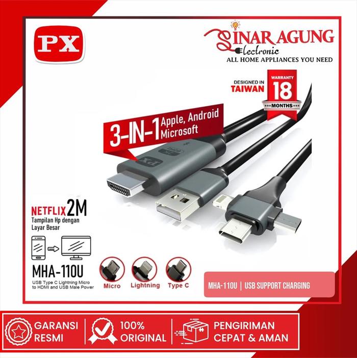 Gambar PX MHL Smartphone To TV Converter MHA-110U [MICRO/TYPE-C/LGHTNG] dari SINAR AGUNG ELEKTRONIK_NEW undefined Tokopedia