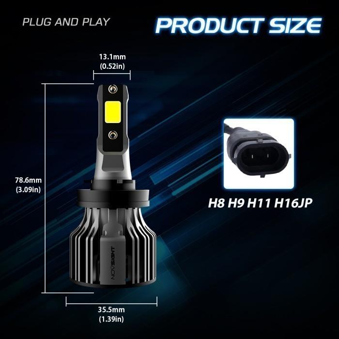 Gambar Novsight N39 H4 H11 H7 H1 9005 Car LED Headlight 6000K White Light Car Headlight Bulbs LED Super Bright Fog Light 72W 10000LM - H11 dari DodoElec undefined Tokopedia
