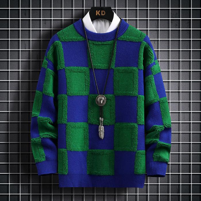 Gambar Brand Clothing Men Loose Knit Sweaters Men's High Quality Round Neck dari water melow undefined Tokopedia