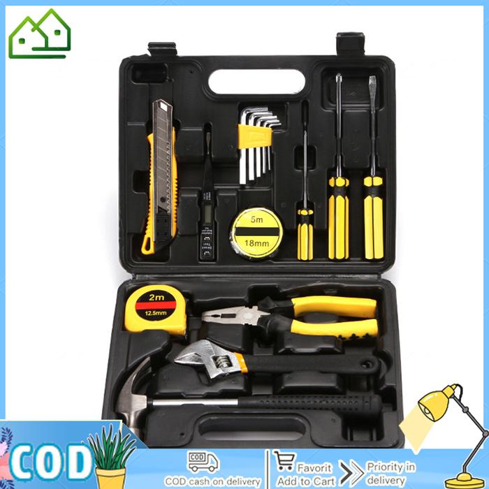 Gambar Membersd 16-Piece Tool Set Household Basic Hand Tools Kit Toolbox With Storage Case Ideal Home Repairing Maintenance dari Lunar luze undefined Tokopedia
