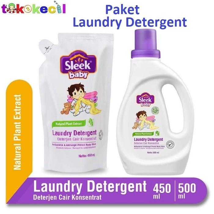 Gambar NEW PRODUCT PAKET SLEEK BABY LAUNDRY DETERGENT POUCH 450ML BOTOL 500ML dari Babystore. undefined Tokopedia
