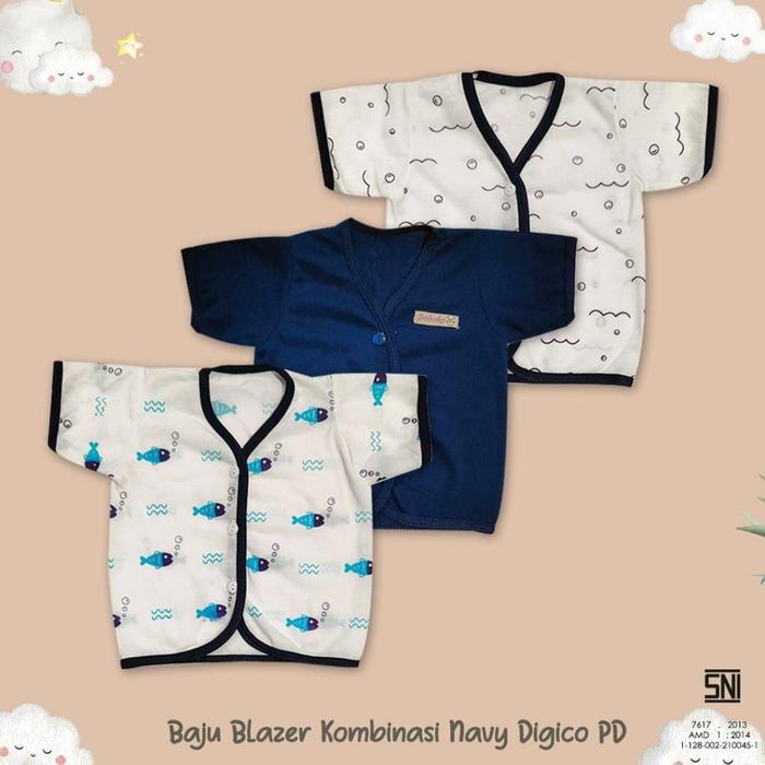 Gambar 12PCS BOBOKO DIGICO Baju Bayi Lengan Pendek Kancing Depan Piyama Baby Newborn Fullprint SNI - Seri Navy, 6pcs dari Linsma Store undefined 5 Tokopedia