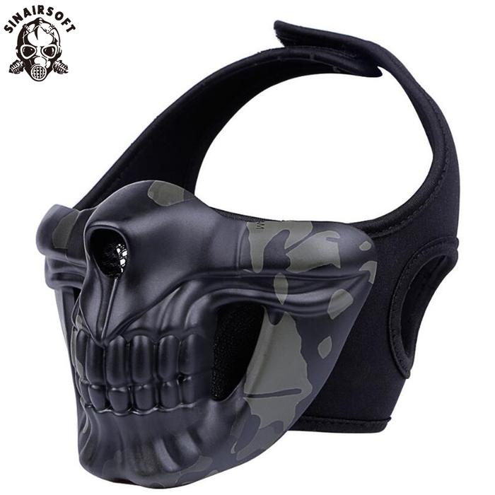 Gambar Tactical Skull Half Face Mask For Hunting Airsoft Paintball Outboor dari storestoresss undefined Tokopedia