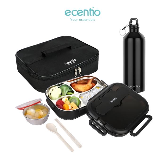 Gambar ecentio tempat makan anti bocor stainless 304 750ml 4 Grid lunch box set Tas Bekal Lunch Cooler Bag Kotak Bekal - lunch box+tas+b dari JOY STIKY undefined Tokopedia