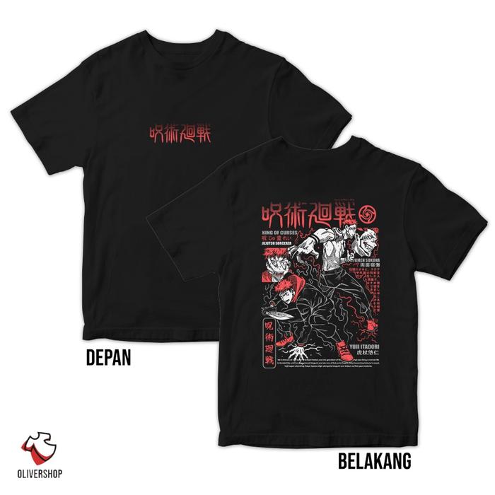 Gambar Baju Kaos Anime Jujutsu Kaisen Yuji Itadori x Sukuna - tshirt atasan pakaian gambar anime manga wibu kartun cartoon jepang dewasa anak jumbo pria wanita laki laki perempuan cewek cowok distro terbaru unisex bisa lengan panjang baru merch big size 3XL 4XL - Hitam, Uk.anak dari OliverSupply undefined Tokopedia